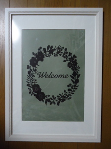 ♪大♪切り絵♪花♪リース♪Welcome♪画用紙♪完成品♪手作り♪現品のみ一点物♪