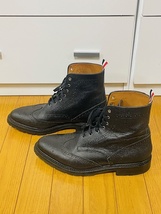 THOM BROWNE.　トムブラウン クラシック ウィングチップ ブーツ ブラック コマンドソール ぺブルグレイン サイズ US9 EU42 27.0cm 黒_画像6