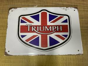 ②【訳あり】ブリキ看板 20×30cm TRIUMPH アメリカンガレージ アンティーク 雑貨 ★TINサイン★