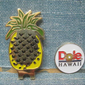 ☆未使用品 Dole HAWAII ゴルフマーカー マグネット式 パイナップルクリップ付き☆の画像1