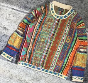 圧巻の幾何学模様 芸術 90's vintage ★ COOGI AUSTRALIA ★ クージー ダイヤモンド柄 トライアングル柄 矢印柄 3D ウール ニット セーター