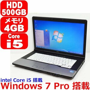 A0126 Windows 7 Pro 64bit 第3世代 Core i5 3340M 2.70GHz 4GB HDD 500GB USB3.0 DVDマルチ Displayport Office 富士通 LIFEBOOK E752/F