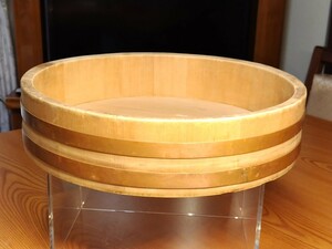 A1181 tree . diameter / approximately 32 centimeter wooden wooden container for cooked rice sushi . old .. old tool old Japanese-style house 