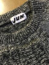 JUNMEN ㈱ジュン日本製　毛ナイロン混紡　灰杢ジャガード　クルーネック　バルキーセーター _画像1