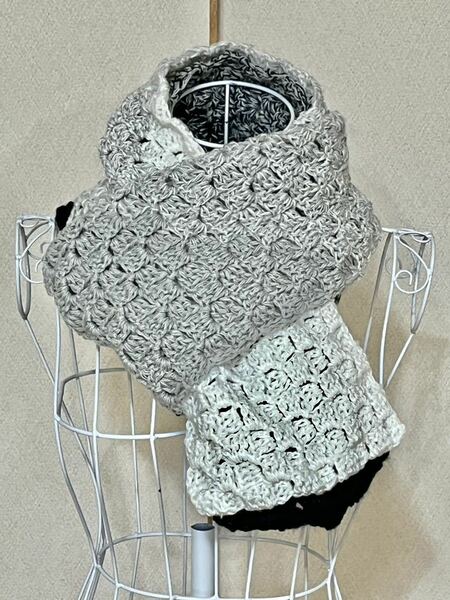 ハンドメイド 手編み ダイアゴナルステッチ マフラー かぎ針編み