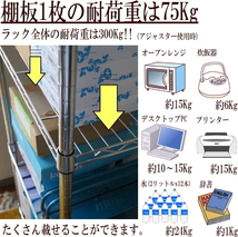 メタルシェルフ スチールラック キャスター付 4段　幅90 奥行き45 高さ160cm 収納棚 ワイヤーラック スチールシェルフ オープンラック_画像3