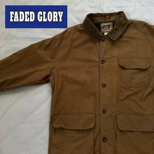 FADED GLORY フェイデッドグローリー　カバーオール　ブラウン　US企画Mサイズ　裏地チャック柄　襟コーデュロイ