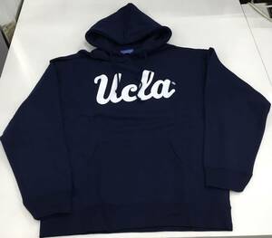 新品未使用品 URBAN RESEARCH アーバンリサーチ UCLA ユーシーエルエー カレッジロゴパーカー 裏起毛 Mサイズ 紺×白字　②