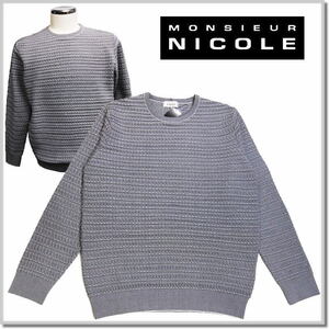 ムッシュニコル MONSIEUR NICOLE リンクスジャカード プルオーバーニット 4162-6000-29(GRAY)-48(L) クルーネックセーター