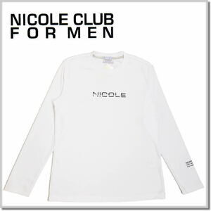 ニコルクラブフォーメン NICOLE CLUB FOR MEN ロゴ刺繍長袖Ｔシャツ 4164-9100-09(WHITE)-48(L) クルーネックロンT カットソー