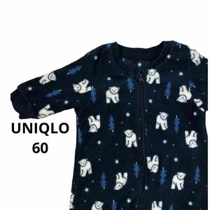 【UNIQLO】ユニクロベビー60サイズ　ネイビーフリースオールインワン