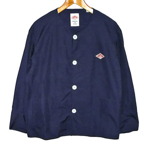 DANTON（ダントン）HIGH COUNT DUCK JACKET NAVY ■JD-8876 DUK 38（M～Lサイズ程）■コットン ノーカラージャケット