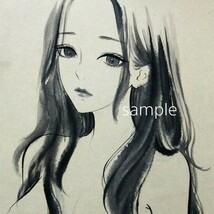 肉筆原画　墨絵　水墨画　美人画　絵画　日本画　オリジナル　ドローイング　drawing　ヌード　裸婦画　A4　@mucica_画像1