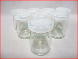 cover attaching glass made pudding cup 8 piece set * pudding bin H7.5cm