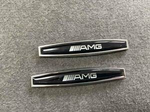 メルセデス・ベンツ AMG カーステッカー エンブレム プレート フェンダーバッジ シール 金属製 送料無料 2個セット●105番