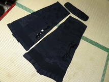 喪用/黒い夏用と冬用の帯揚げと帯締めと帯板まとめて五点　正絹　保管品