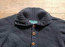 アイルランド製JOHN MOLLOY ジョンモロイ ウールニットセーター ポケット付 L/XL相当 ブラック ドネガル ヘンリーネック 100% WOOL 美品_画像3