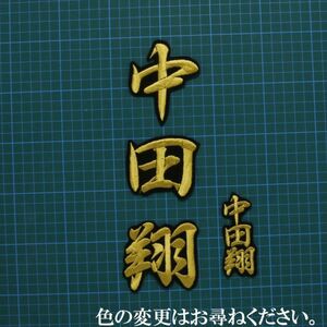 送料無料 ネーム 中田翔 行金/黒 刺繍 ワッペン 読売 ジャイアンツ 巨人 応援 ユニフォームに