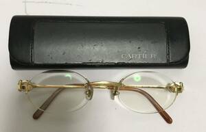 Cartier　カルティエ メガネ ゴールド×ブラウン 度入り　金属素材　ヴィンテージ 眼鏡135