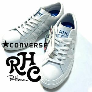 【CONVERSE for RHC Ron Herman】稀少◎!!ロンハーマン コンバース別注 STAR&BARS スター&バーズ ローカットレザースニーカー WHT 9.5 28cm