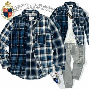 【The DUFFER of St.GEORGE】ダファーオブセントジョージ INDIGO CRAZY CHECK SHIRT クレイジーチェックシャツ 長袖 ツイルシャツ 日本製