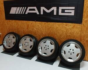 希少「リム研磨美品 AMG1P」W126 Sクラス560SEL W124他 AMG 本物純正1P+11 8J 17インチ ホイール4本セット当時物 平成バブル期ベンツ