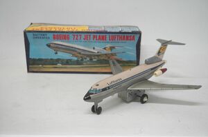 [2-76] BATTERY OPERATED BOEING ボーイング727 Jet Plane LUFTHANSA ブリキ飛行機 旅客機 箱有 昭和レトロ 玩具 おもちゃ