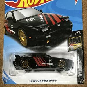 91KB, '96 NISSAN 180SX TYPE X, ADVAN, ブラック, ベーシックカー【ホットウィール】 同梱可 ブリスターパック割れあり