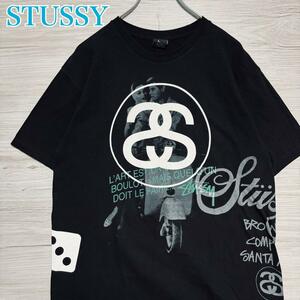 【希少デザイン】STUSSY ステューシー　Tシャツ　ローマの休日　両面デザイン　豪華デザイン　サイコロ　　バックプリント　ストリート