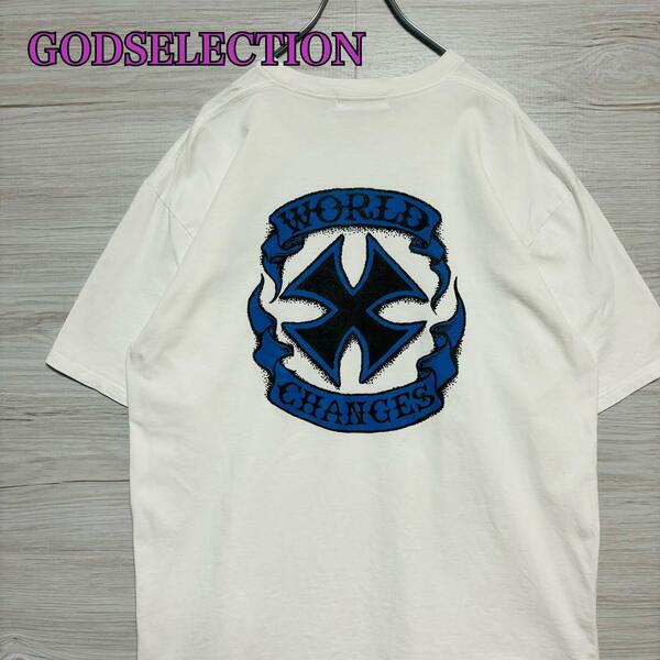【希少デザイン】GODSELECTION XXX ゴッドセレクション　Tシャツ　XLサイズ　両面デザイン　バックプリント　ワンポイントロゴ　ストリート