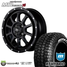 4本セット NITRO POWER M10 PERSHING 14x4.5J 4/100 +45 ブラック MONSTA RT HYBRID 165/65R14 ホワイトレター 軽自動車_画像1