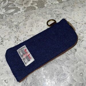 新品　Harris Tweed ハリスツイード　ネイビー　ペンケース