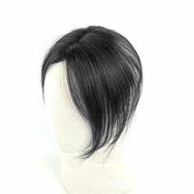 ウィッグ ヘアピース【ナチュラルブラック】黒 全人毛 自然な分け目 部分ウィッグ かつら 白髪隠し ワンタッチ 脱毛症 通気性 簡単 増毛_画像2