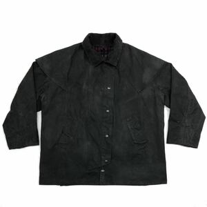 90s【Barbour BACKHOUSE】オイルド インバネスハーフコート size 42 ブラック/バブアー バックハウス ケープ ワックスジャケットコート 黒