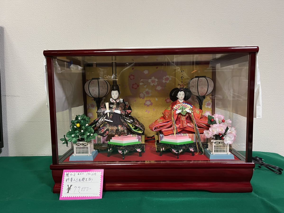 Music box included, glass case, illuminated, Hina doll, Hina doll, prince and princess decoration, Saki Ko Sango, Hinamatsuri, Hina doll, Japanese doll, comes with special box, ornament, 20240203-10, season, Annual Events, Doll's Festival, Hina Dolls