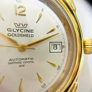 C-02261SI 【希少】 GLYCINE グリシン GOLDSHIELD AUTOMATIC AT オートマ 裏スケルトン サファイアクリスタル 50M メンズ腕時計 稼働品の画像5