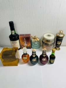 C-6M　【未開栓　100円スタート】　9点ミニボトルまとめ　ロイヤルサルート　赤　緑　/　CAMUS　/　SUNTORY　VSOP　/　PORT　SEGURO　等