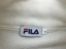 FILA フィラ メンズ ワンポイント刺繍 フリースプルオーバーカットソー M 白_画像2