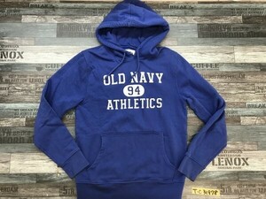 OLD NAVY オールドネイビー メンズ ビッグロゴプリント 裏起毛 スウェット プルパーカー S 青