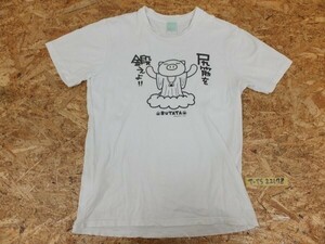 LINE CREATORS メンズ レディース BUTATA キャラクタープリント 半袖Tシャツ L 白黒