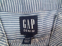 GAP DENIM ギャップ デニム レディース ピンストライプ 七分袖ブラウス XS 水色白_画像2