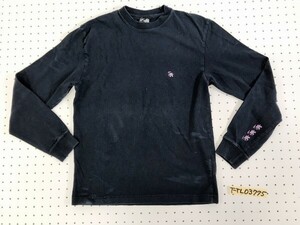 GOTCHA ガッチャ メンズ 綿 ロゴプリント リブ付きロンT 長袖Tシャツ S 黒っぽい紺