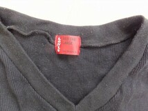 LEVI'S RED TAB リーバイス レディース 日本製 Vネック リブ 半袖Tシャツ L 黒_画像2