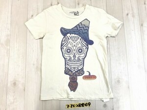 GO SLOW CARAVAN メンズ 日本製 スカル メイク プリント 半袖Tシャツ S 白