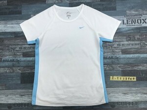 NIKE ナイキ DRI-FIT メンズ バイカラー メッシュ 半袖Tシャツ L 白水色
