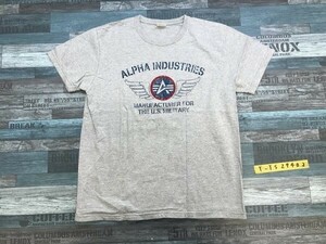 ALPHA U.S.A. アルファ メンズ ロゴプリント 半袖Tシャツ M 杢グレー