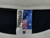 AUSTRALIA オーストラリア メンズ 刺繍入り リンガー半袖Tシャツ M 紺白_画像2