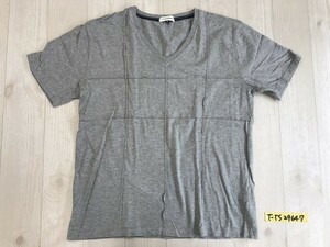 a.v.v HOMME アーベーベーオム メンズ 格子 Vネック 半袖Tシャツ 48 杢グレー