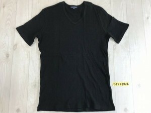 URBAN RESEARCH アーバンリサーチ メンズ Vネック コットン ワッフル 半袖Tシャツ 40 黒