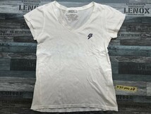 MILKFED. ミルクフェド レディース 日本製 Vネック ロゴプリント 半袖Tシャツ S 白_画像1